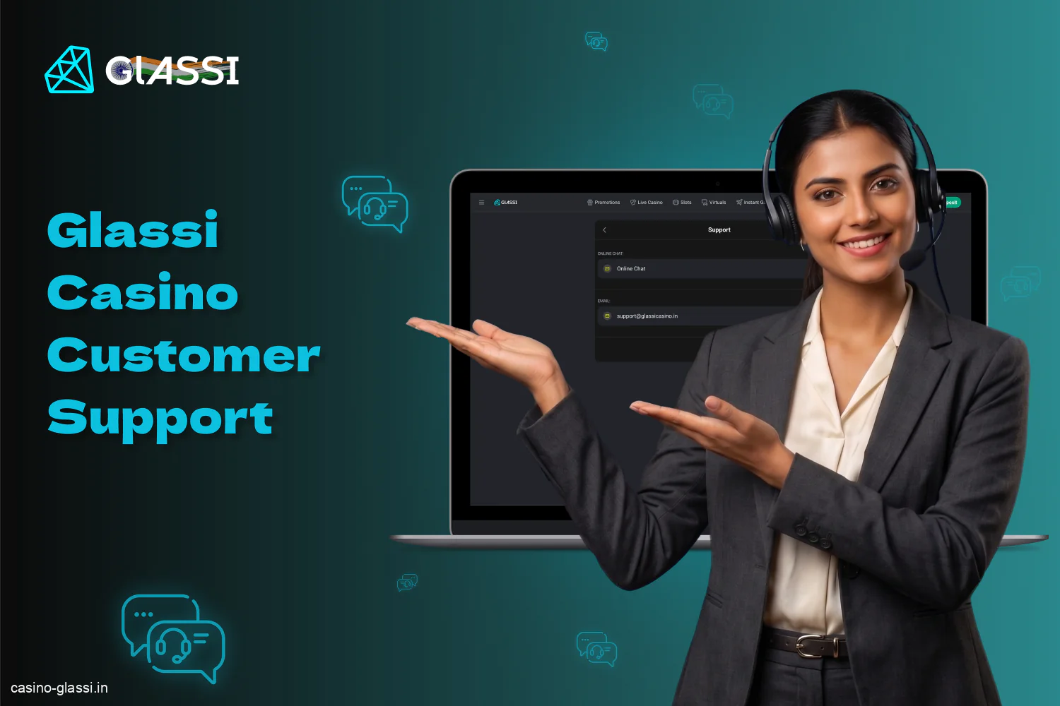 Glassi Casino provides customer support in India through several communication channels