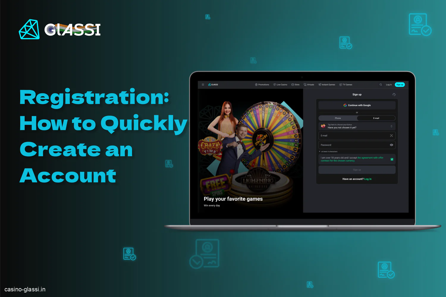 Registration at Glassi Casino gives users from India access to all of the platform's features